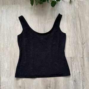 Vintage 90’s Black Velvet Sparkly Textured Printed Bustier Style Top